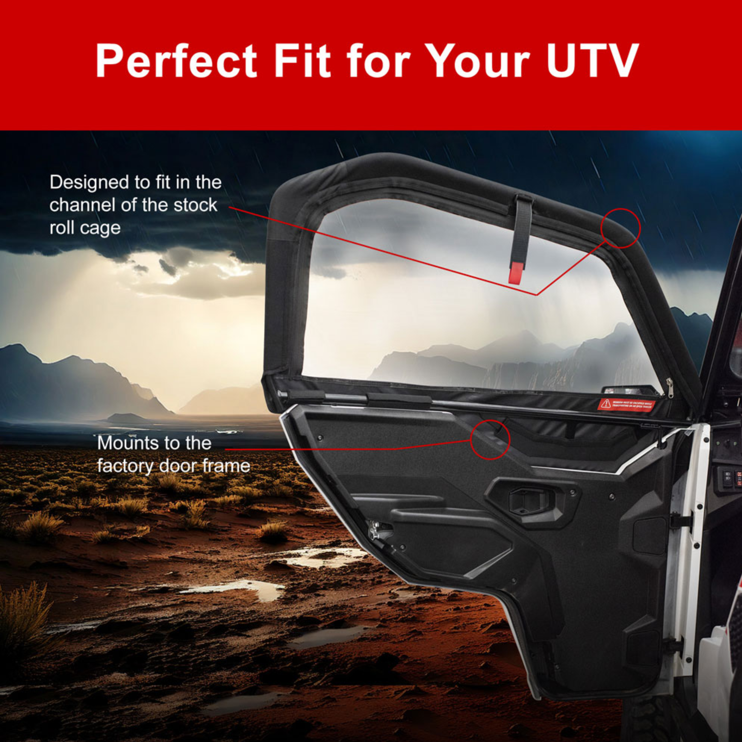Tusk Soft Upper Doors for Polaris General – All-Weather UTV Cab Enclosure