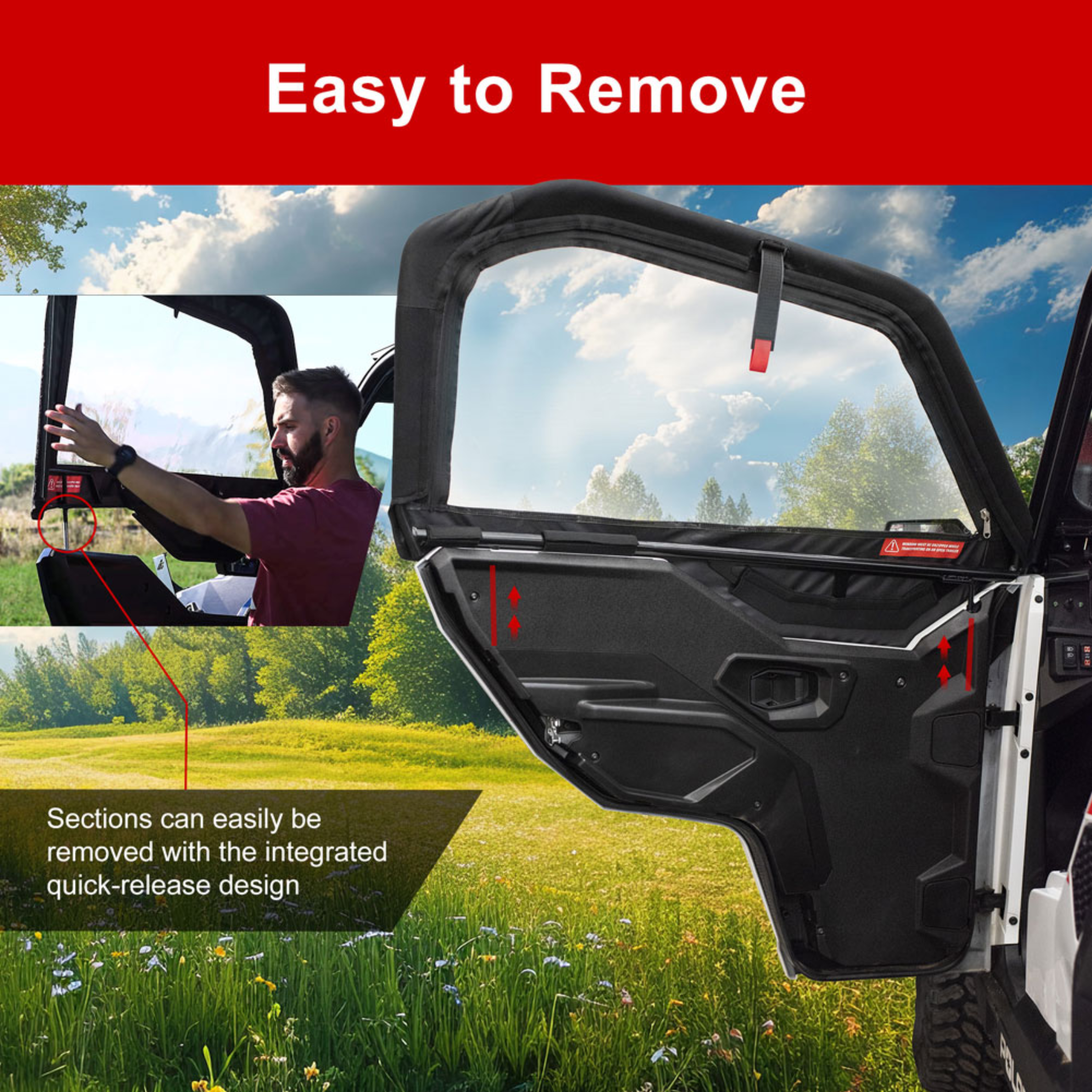 Tusk Soft Upper Doors for Polaris General – All-Weather UTV Cab Enclosure